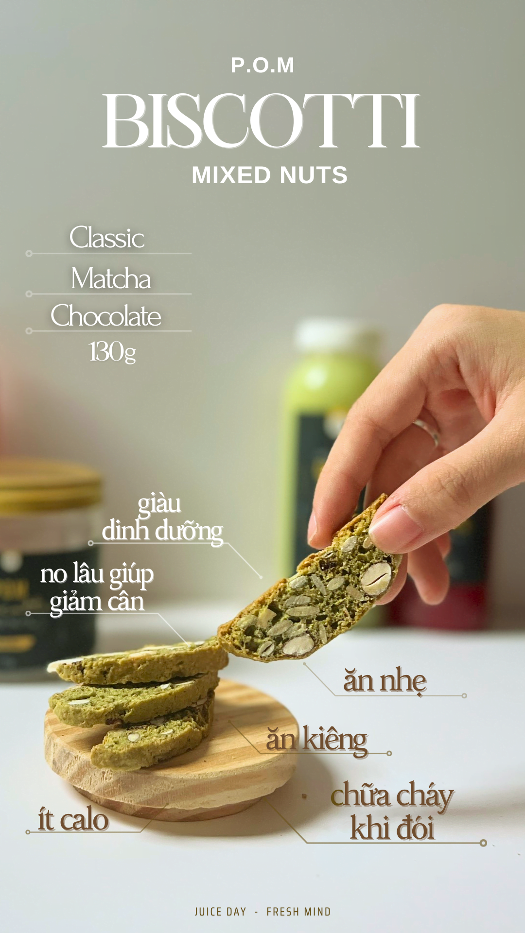 THỬ NGAY BÁNH BISCOTTI MIX NUTS TẠI POM FRESH JUICE 🍪